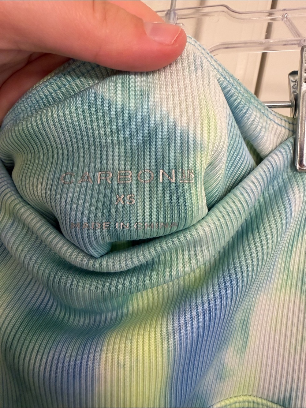 Carbon38 High-Rise Tie-Dye Leggings in Blue and Green Ribbed Size XS - Picture 6 of 8